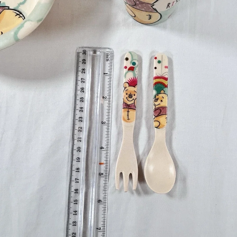 Disney Winnie the Pooh Toddler Dinnerware Bowl Cup Fork Spoon Rise And Shine